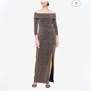 Alex Evenings Off-Shoulder Metallic Gown